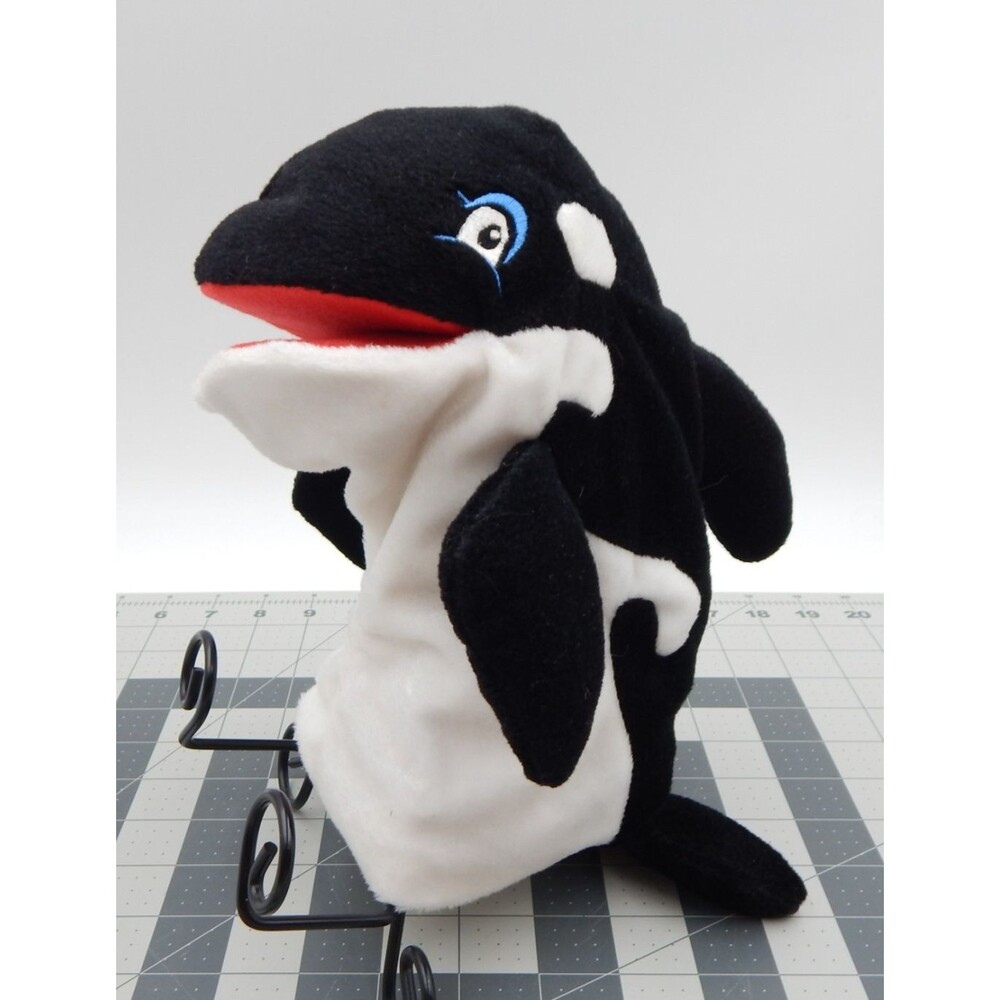 SeaWorld Plush Shamu Orca Killer Whale Hand Puppet Working Squeaker 11 Inch